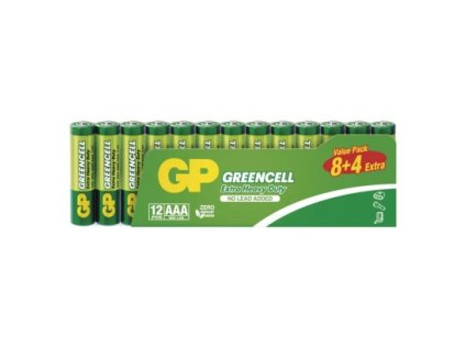 Zinková baterie GP Greencell AAA (R03) 12 ks, fólie  B1210F