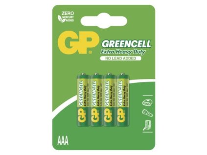 Zinková baterie GP Greencell AAA (R03) 4 ks, blistr