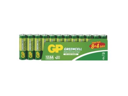 Zinková baterie GP Greencell AA (R6) 12 ks, fólie