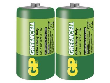 Zinková baterie GP Greencell C (R14) 2 ks, fólie  B1230