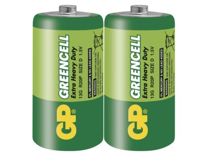 Zinková baterie GP Greencell D (R20), 2 ks B1240