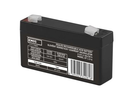 Bezúdržbový olověný akumulátor 6 V/1,3 Ah, faston 4,7 mm 1 ks B9651