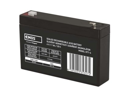 Bezúdržbový olověný akumulátor 6 V/7 Ah, faston 4,7 mm  B9659