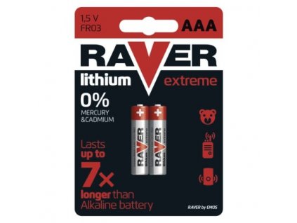 Lithiová baterie RAVER AAA (FR03) 2 ks, blistr