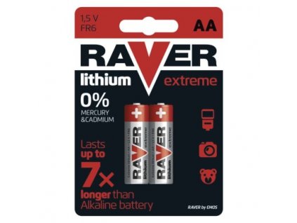 Lithiová baterie RAVER AA (FR6) 2 ks, blistr  B7821