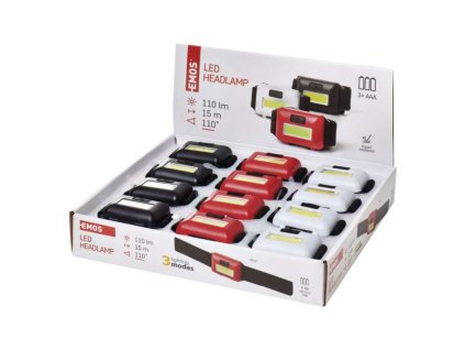 COB LED čelovka P3538, 110 lm, 3× AAA, 12 ks, display box  P3538