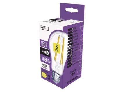 LED žárovka Filament A60 / E27 / 7 W (75 W) / 1 060 lm / neutrální bílá 1 ks, krabička  Z74271