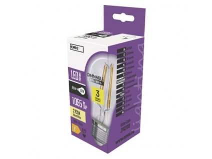 LED žárovka Filament A60 / E27 / 8,5 W (75 W) / 1 055 lm / teplá bílá / stmívatelná 1 ks, krabička