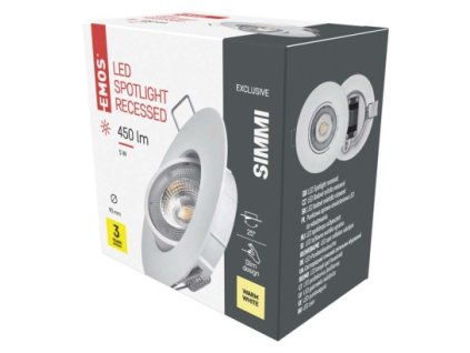 LED bodové svítidlo SIMMI bílé, kruh 5W teplá bílá 1 ks, krabice  ZD3121