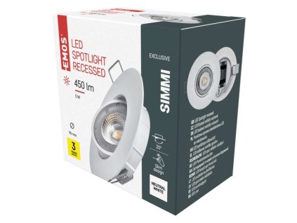 LED bodové svítidlo SIMMI bílé, kruh 5W neutrální bílá 1 ks, krabice