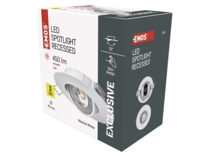 LED bodové svítidlo SIMMI bílé, kruh 5W neutrální bílá 1 ks, krabice