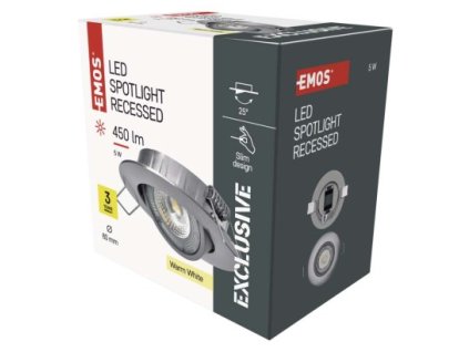LED bodové svítidlo SIMMI stříbrné, kruh 5W teplá bílá 1 ks, krabice  ZD3221