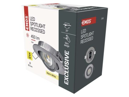 LED bodové svítidlo SIMMI stříbrné, kruh 5W teplá bílá