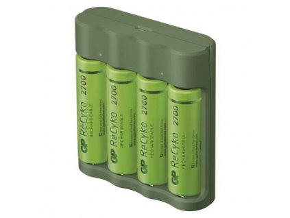 Nabíječka baterií GP Everyday B421 + 4× AA ReCyko 2700 + USB 1 ks, papírová krabička