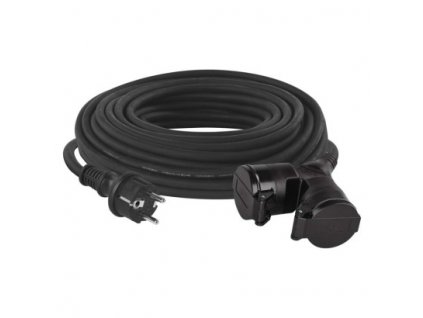 Venkovní prodlužovací kabel 25 m / 2 zásuvky / černý / guma / 230 V / 1,5 mm2 1 ks, sáček  P0604