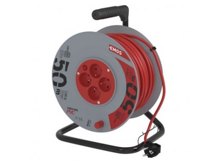 Prodlužovací kabel na bubnu 50 m / 4 zásuvky / červený / PVC / 230 V / 1,5 mm2 1 ks, krabice  P19450