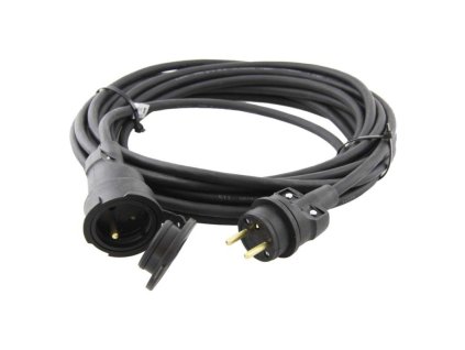 Venkovní prodlužovací kabel 20 m / 1 zásuvka / černý / guma / 230 V / 1,5 mm2 1 ks, sáček