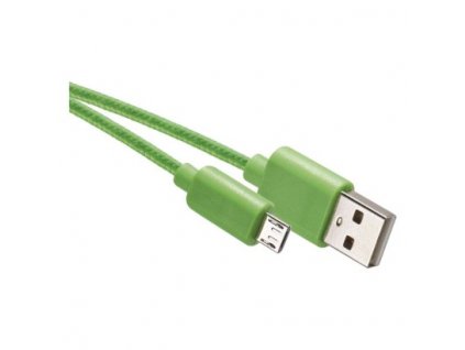 Nabíjecí a datový kabel USB-A 2.0 / micro USB-B 2.0, 1 m, zelený 1 ks, krabička  SM7006G