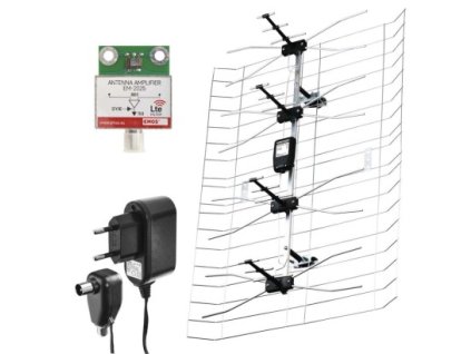 Anténa venkovní EM-025, 0–100 km, DVB-T2, DAB, filtr LTE/4G 1 ks, krabice