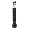Prodlužovací kabel 3 m / 5 zásuvek / s vypínačem / černý / PVC / 1 mm2  PC1513