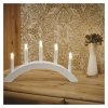 Svícen na 5x žárovičku E10 dřevěný bílý, oblouk, 20x38 cm, vnitřní, teplá bílá