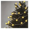 LED světelný cherry řetěz – kuličky 2,5 cm, 4 m, venkovní i vnitřní, teplá bílá, časovač