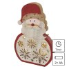 LED dekorace dřevěná – Santa, 30 cm, 2x AA, vnitřní, teplá bílá, časovač
