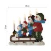 LED svícen – sněhuláci na saních, 24 cm, 2x AA, vnitřní, teplá bílá, časovač