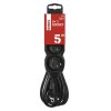 Prodlužovací kabel 5 m / 3 zásuvky / černý / PVC / 1,5 mm2