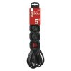 Prodlužovací kabel 5 m / 3 zásuvky / s vypínačem / černý / PVC / 1,5 mm2