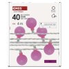 LED světelný cherry řetěz – kuličky 2,5 cm, 4 m, venkovní i vnitřní, růžová, časovač