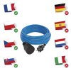 Počasí odolný prodlužovací kabel 10 m / 1 zásuvka / modrý / PVC / 230 V / 1,5 mm2