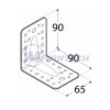 Úhelník s prol. KP 1, 90x90x65x2,5, 1 ks