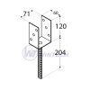 Patka sloupku 70, PS 70U, 71x120x4