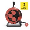 Venkovní prodlužovací kabel na bubnu 25 m / 4 zásuvky / guma / 230 V / 1,0 mm2 / IP44