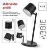 LED stolní lampa ABBIE, nabíjecí, černá