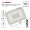 LED reflektor SIMPO 20W, bílý, IP65, 2000 lm, neutrální bílá