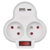 Rozbočovací zásuvka 2×, vyp., 1×USB-A+1×USB-C, bílá