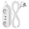 Prodlužovací kabel 1,4 m / 2 zásuvky+2×USB-A+1×USB-C / bílý / PVC / 1,5 mm2