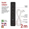 GoSmart prodlužovací kabel 2 m / 4 zásuvky / s vyp. / s USB / bílá-černá / PVC / 1,5 mm2