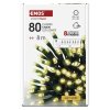 LED vánoční řetěz, 8 m, venkovní i vnitřní, teplá bílá, programy, časovač