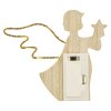 LED dekorace dřevěná – anděl, 13 cm, 2x AAA, vnitřní, teplá bílá, časovač