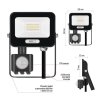 LED reflektor GLARO s pohybovým čidlem, 10 W, černý, IP54, 1000 lm, neutrální bílá