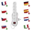 Prodlužovací kabel 5 m / 6 zásuvek / s vypínačem / bílý / PVC / 1 mm2