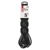 Prodlužovací kabel 5 m / 4 zásuvky / černý / PVC / 1 mm2