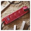 Prodlužovací kabel 3 m / 4 zásuvky / s vypínačem / černo-červený / guma-neopren / 1,5 mm2