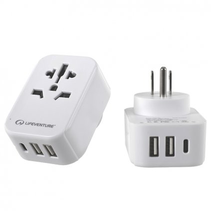 LIFEVENTURE World to US Travel Adapter with USB (& USB C)