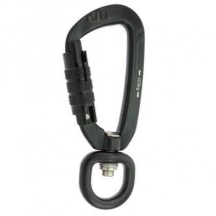 Aluminum carabiner 86mm Twist-Lock with swivel black max. 400kg