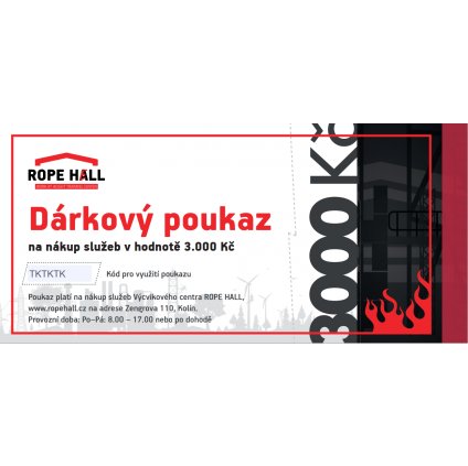 Dárkový poukaz ROPE HALL - 3000 Kč