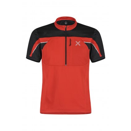 MONTURA tričko HIGH ZIP 2 T-SHIRT červeno/čierna